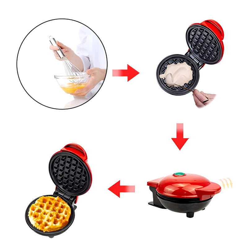 Compact 4-Inch Non-Stick 350-Watt Electric Mini Waffle Maker Machine