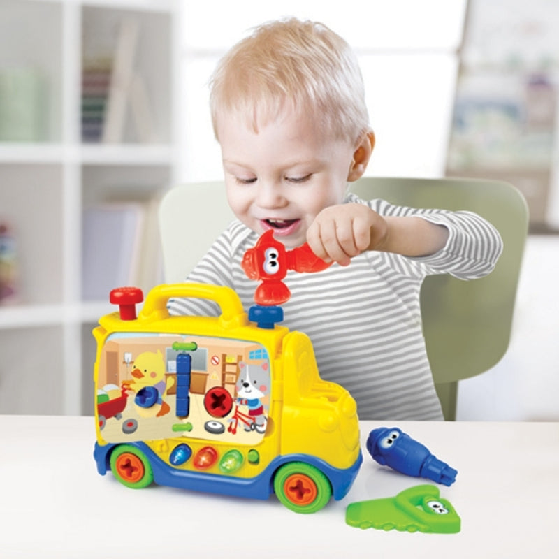 Interactive Tool Truck Toys with 3 Play Modes, Light Up Buttons and Music for Kids