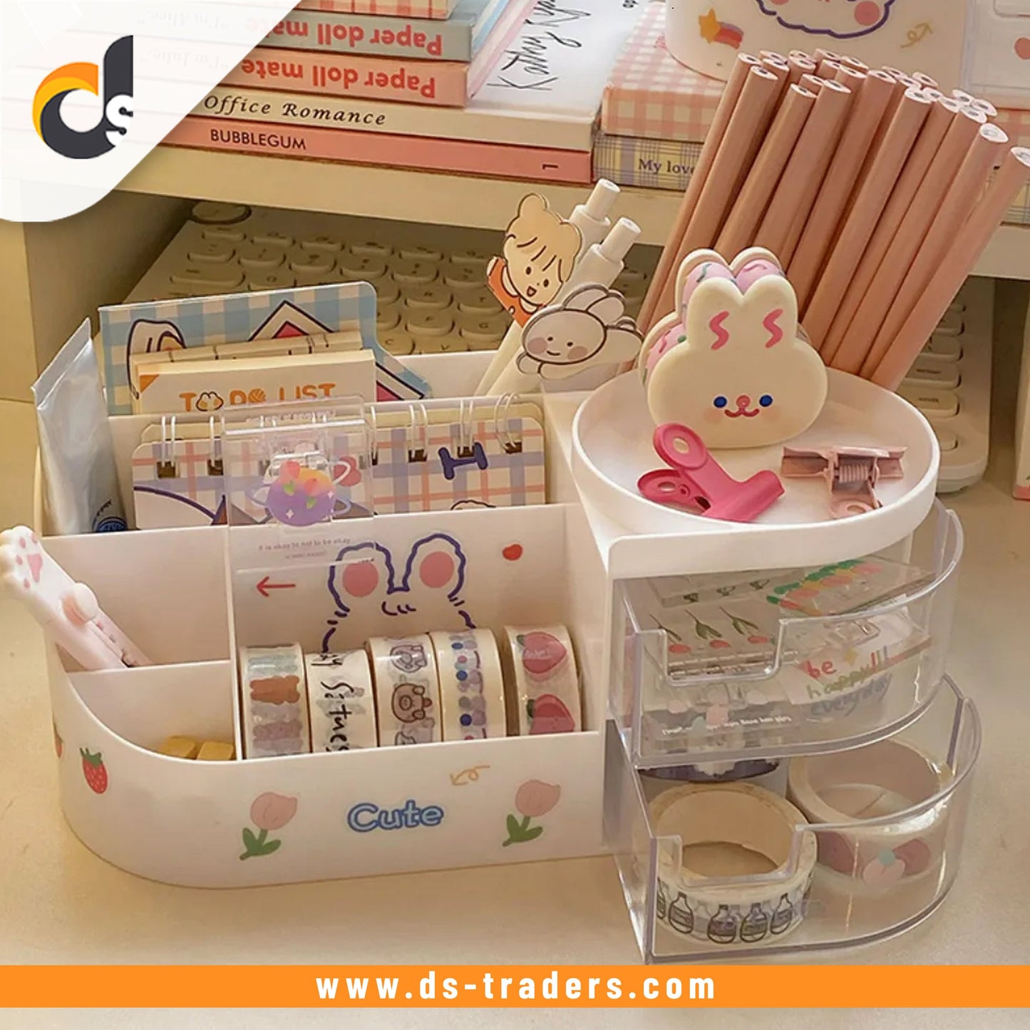 Multiple Compartments Cosmetic & Stationary Storage Box