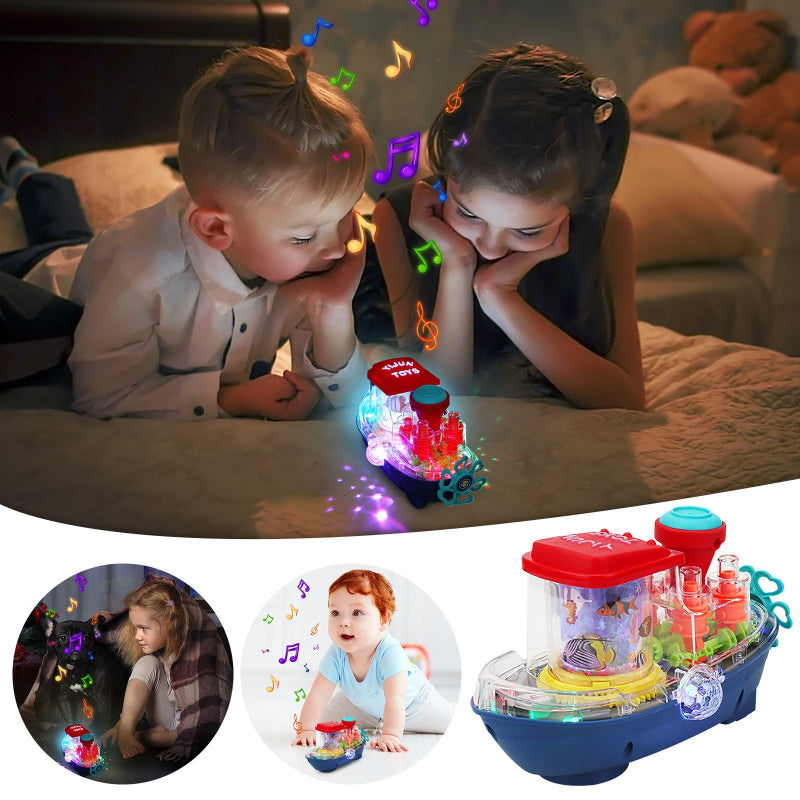 Underwater Symphony Transparent Musical Land Ship Toy With Dazzling Lights