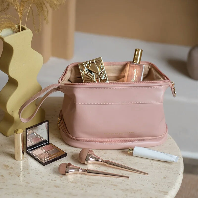 Portable Travel Leather Cosmetic Bag